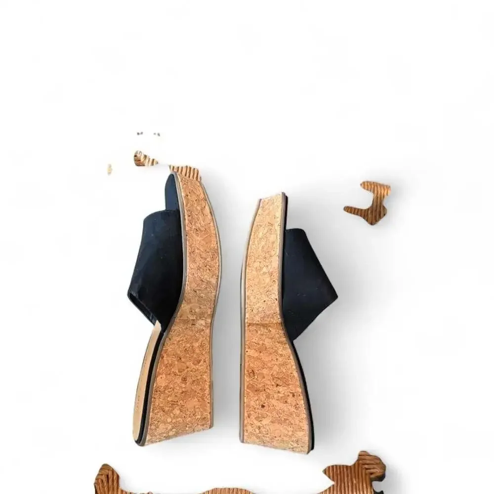 Sun + Stone Charloteef Black Wedge Cork Sandals